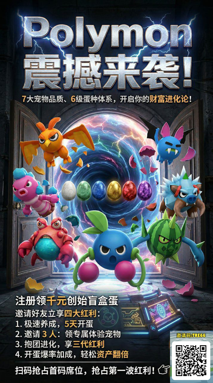 Polymon（宝力梦）全球首发！零撸链游天花板，【注册即送】 1000 POL 创始盲盒蛋